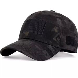 USA Tactical American Flag Black Camo Camouflage Cap Hat Army Military Baseball